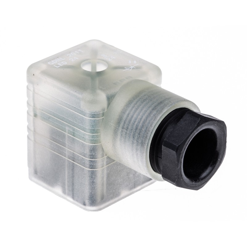1 pcs - Hirschmann GDML 2P+E DIN 43650 A, Female Solenoid Valve Connector, with Indicator Light, 24 V Voltage