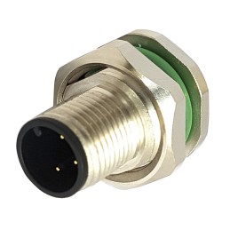 1 pcs - Bulgin Circular Connector, 4 Contacts, Rear Mount, M12 Connector, Socket, Male, IP67, Buccaneer M12 Series