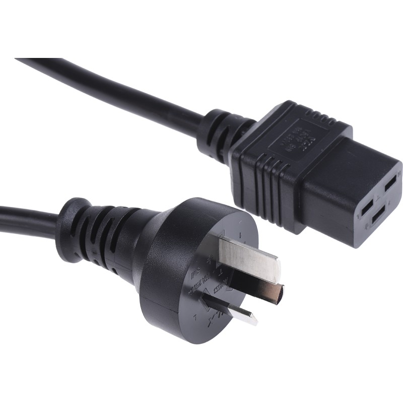 1 pcs - RS PRO IEC C19 Socket to Type I Australian Plug Power Cord, 2m