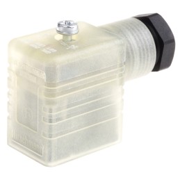 1 pcs - Hirschmann GML 2P+E DIN 43650 B, Female Solenoid Valve Connector, with Indicator Light, 24 V ac/dc Voltage