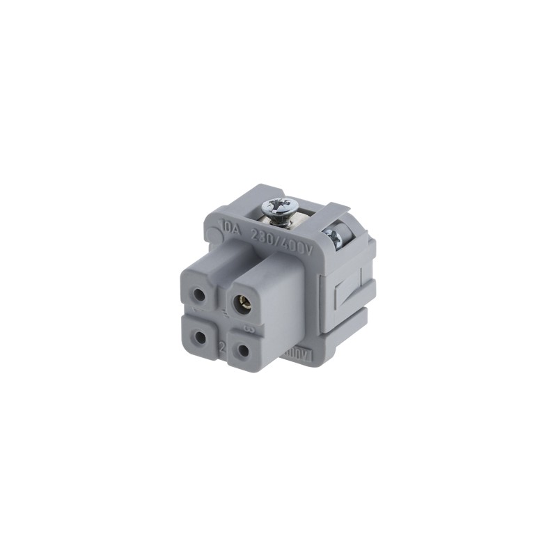 1 pcs - Amphenol Industrial Heavy Duty Power Connector Insert, 16A, Female, Heavy Mate C146 Series, 3+PE Contacts