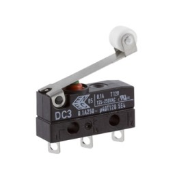 1 pcs - ZF Roller Lever Micro Switch, Solder Terminal, 100 mA @ 30 V dc, SPDT, IP6K7