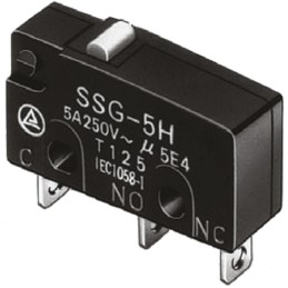1 pcs - Omron Roller Lever Subminiature Micro Switch, Solder Terminal, 5 A @ 125 V ac, SPDT, IP40