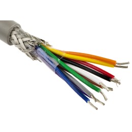 1 Reel of 50 M - Alpha Wire Multicore Data Cable, 0.23 mm², 10 Cores, 24 AWG, Screened, 50m, Grey Sheath