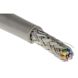 1 Reel of 50 M - Alpha Wire Multicore Data Cable, 0.23 mm², 10 Cores, 24 AWG, Screened, 50m, Grey Sheath