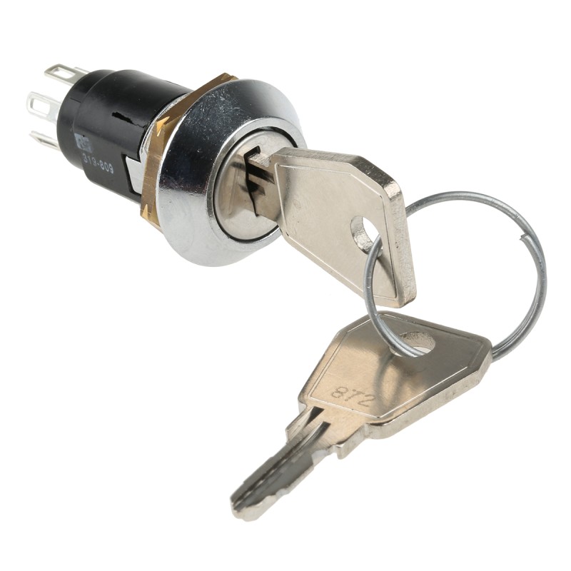 1 pcs - Key Switch, DPDT, 1 A @ 24V ac dc / 115V ac 2-Way Random-Key