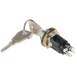 1 pcs - Key Switch, DPDT, 1 A @ 24V ac dc / 115V ac 2-Way Random-Key