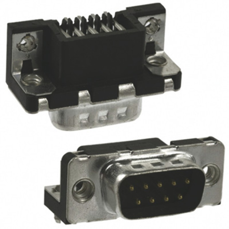 1 pcs - Amphenol ICC Delta D 9 Way Right Angle Through Hole D-sub Connector Plug, 2.74mm Pitch, with M3 Inserts