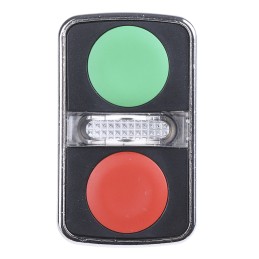 1 pcs - Schneider Electric Harmony XB4 Series Green, Red Illuminated Spring Return Push Button Head, 22mm Cutout, IP66, IP67,