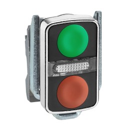 1 pcs - Schneider Electric Harmony XB4 Series Green, Red Illuminated Spring Return Push Button Head, 22mm Cutout, IP66, IP67,