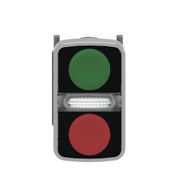 1 pcs - Schneider Electric Harmony XB4 Series Green, Red Illuminated Spring Return Push Button Head, 22mm Cutout, IP66, IP67,