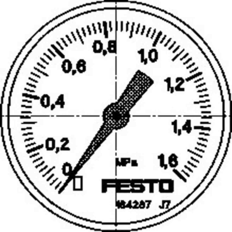 1 pcs - Festo Analogue Pressure Gauge 16bar Back Entry, MA-40-1,6-G1/8-MPA, 0bar min., 192733