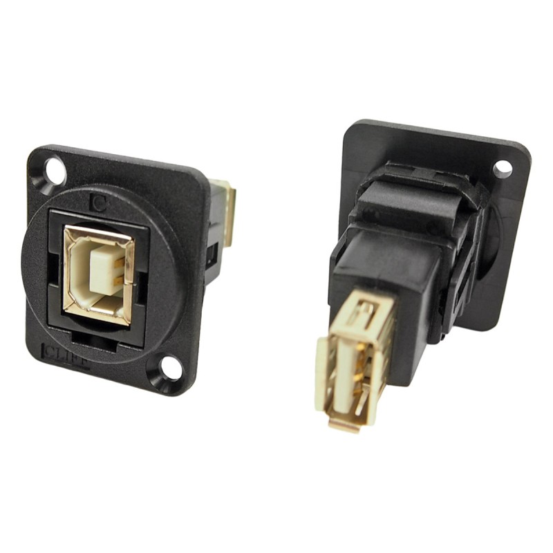 1 pcs - RS PRO Straight, Panel Mount, Socket to Socket Type B to A 2.0 USB Connector