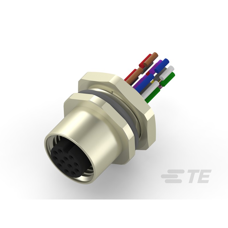 1 pcs - TE Connectivity Circular Connector, 12 Contacts, Front Mount, M12 Connector, Socket, Female, IP67
