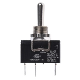 1 pcs - Arcolectric (Bulgin) Ltd Toggle Switch, Panel Mount, (On)-Off-(On), SPDT, Tab Terminal