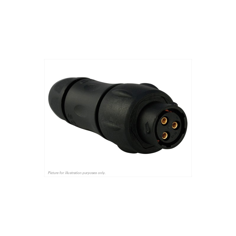 1 pcs - Souriau Circular Connector, 3 Contacts, In-line, Plug, Female, IP68, IP69K, UTS Series