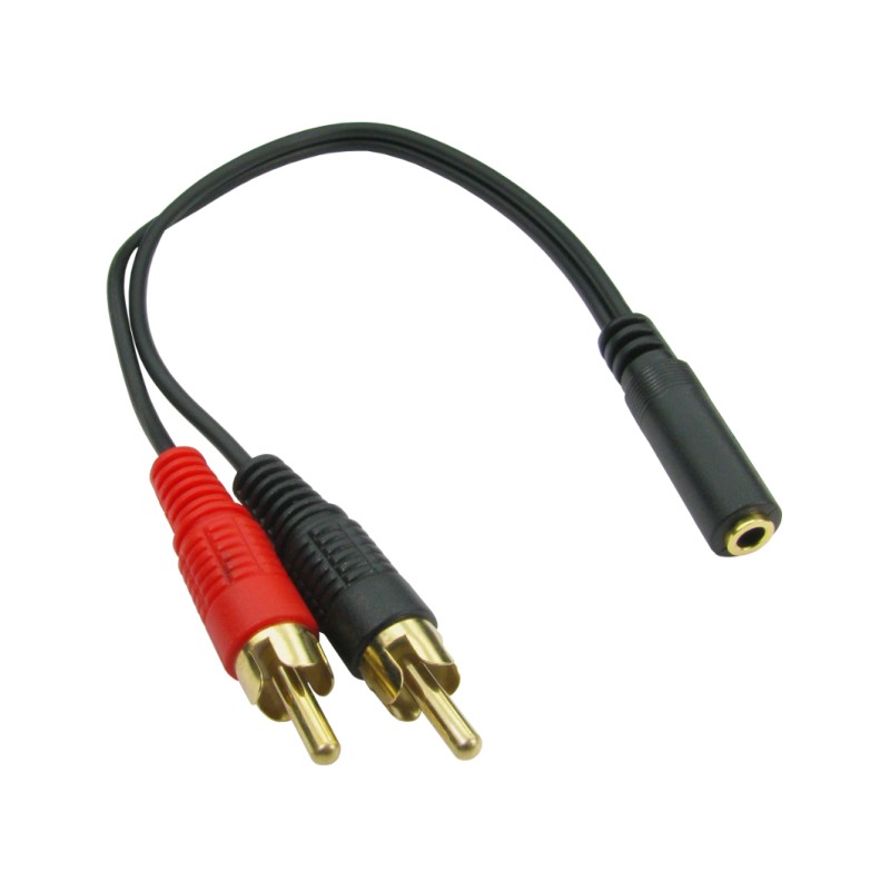 1 pcs - RS PRO Male 3.5mm Stereo Jack to Male RCA x 2 Aux Cable, Black, 200mm