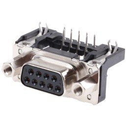 1 pcs - Harting D-Sub Standard 9 Way Right Angle Through Hole D-sub Connector Socket, 2.54mm Pitch, with 4-40 UNC Female