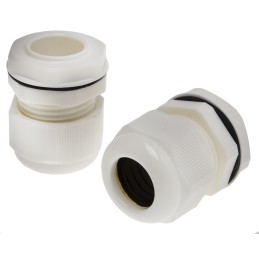 10 pcs - RS PRO White Nylon Cable Gland, M25 Thread, 13mm Min, 18mm Max, IP68