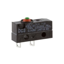 1 pcs - ZF Button Micro Switch, Solder Terminal, 100 mA @ 30 V dc, SPST, IP6K7