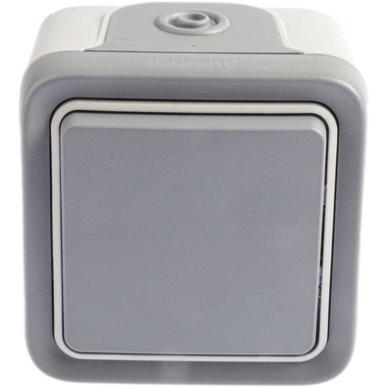 1 pcs - Legrand Grey Outdoor Light Switch, 2 Way, Plexo