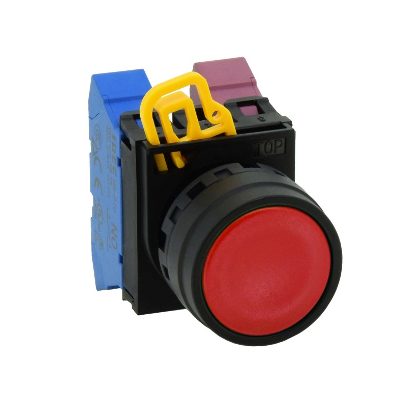 1 pcs - Idec YW1B Series Black Momentary Push Button Head, 22mm Cutout, IP67, IP69K