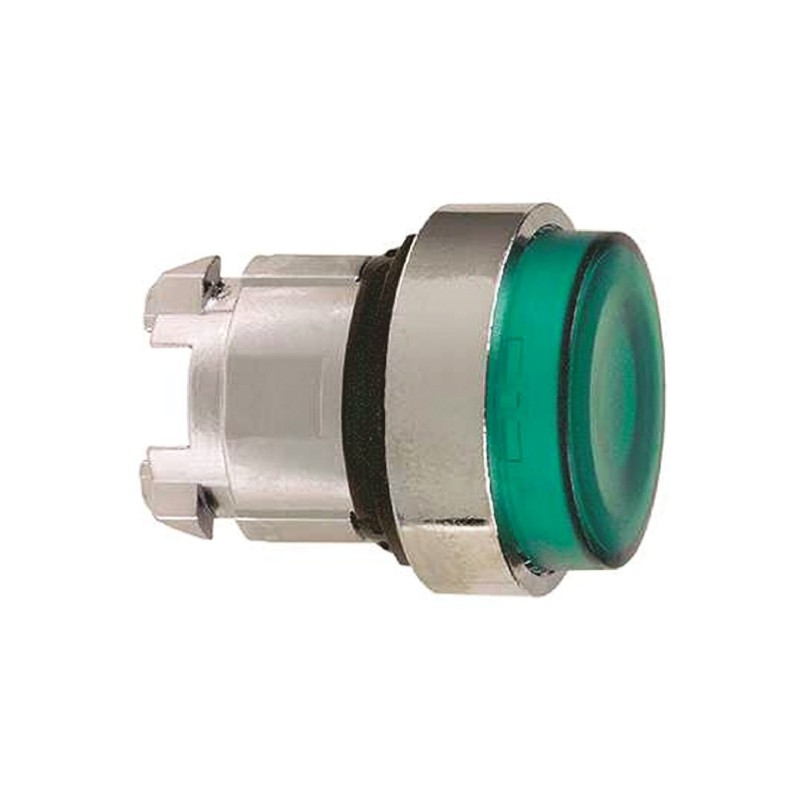 1 pcs - Schneider Electric Harmony XB4 Series Green Illuminated Spring Return Push Button Head, 22mm Cutout, IP66, IP69K