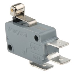1 pcs - Honeywell Short Roller Lever Micro Switch, Tab Terminal, 16 A @ 250 V ac, SPDT