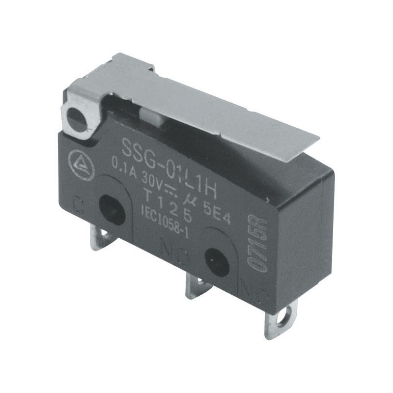 1 pcs - Omron Hinge Lever Subminiature Micro Switch, Solder Terminal, 100 mA @ 30 V dc, SPDT, IP40