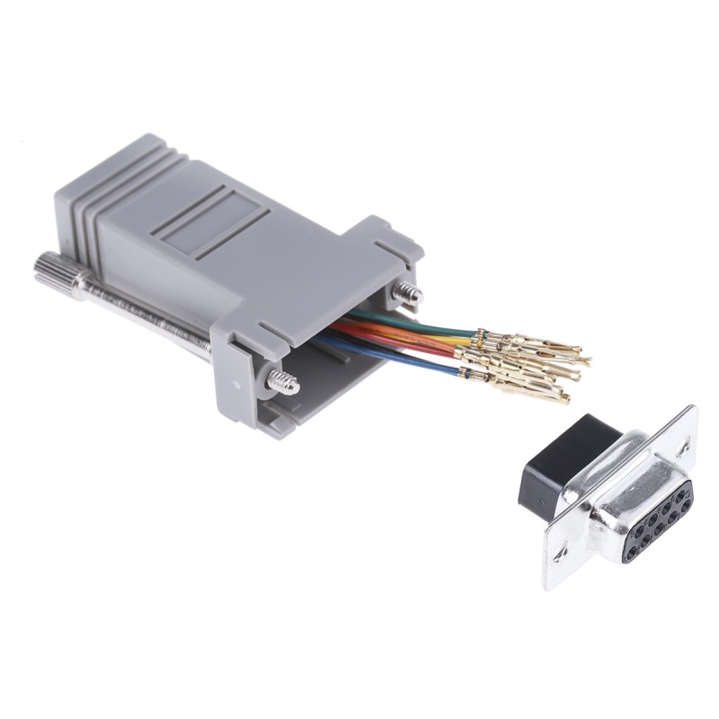 1 pcs - RS PRO D-sub Adapter Female 9 Way D-Sub to Female RJ45