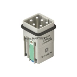 1 pcs - HARTING Heavy Duty Power Connector Insert, 16A, Male, Han Q Series, 5 Contacts
