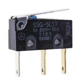 1 pcs - Omron Hinge Lever Subminiature Micro Switch, Tab Terminal, 5 A @ 125 V ac, SPDT, IP40