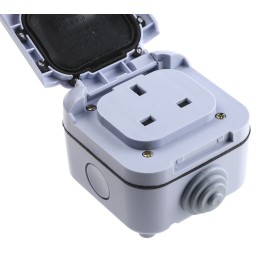 1 pcs - Timeguard Light Grey 1 Gang Plug Socket, 0 Poles, 13A, Type G - British, Outdoor Use