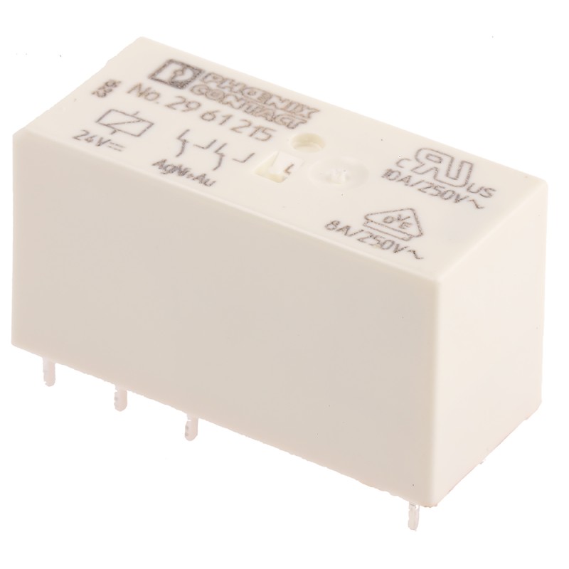 1 pcs - Phoenix Contact PCB Mount Power Relay, 24V dc Coil, 10A Switching Current, DPDT