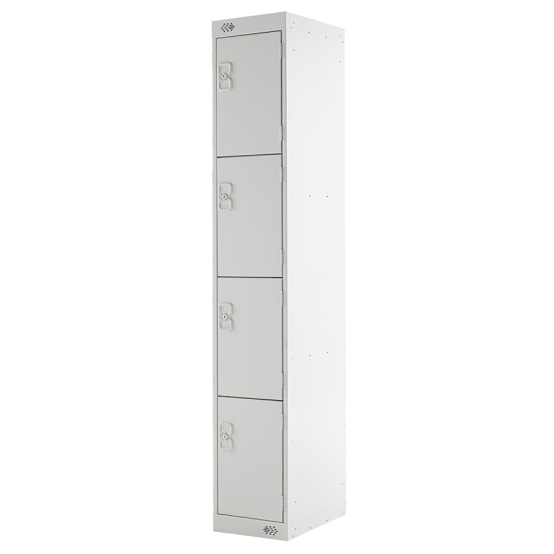 1 Kit - 4 Door Steel Grey Industrial Locker, 1800 mm x 300 mm x 450mm