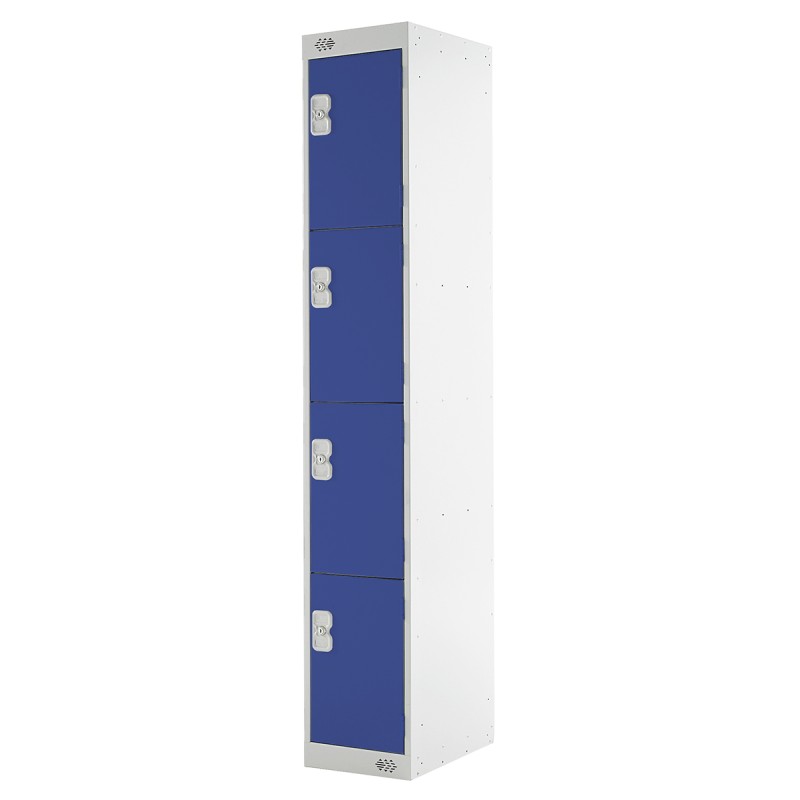 1 Kit - 4 Door Steel Blue Industrial Locker, 1800 mm x 300 mm x 450mm