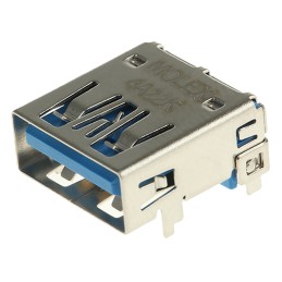 1 pcs - Molex Right Angle, Through Hole, Socket Type A 3.0 USB Connector