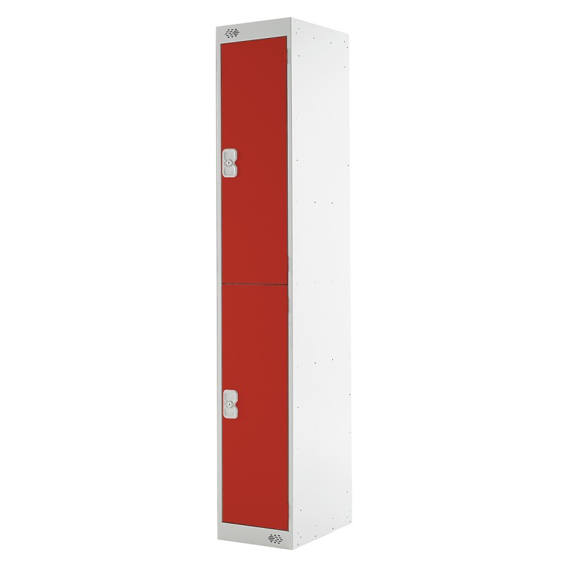1 Kit - 2 Door Steel Red Industrial Locker, 1800 mm x 300 mm x 450mm