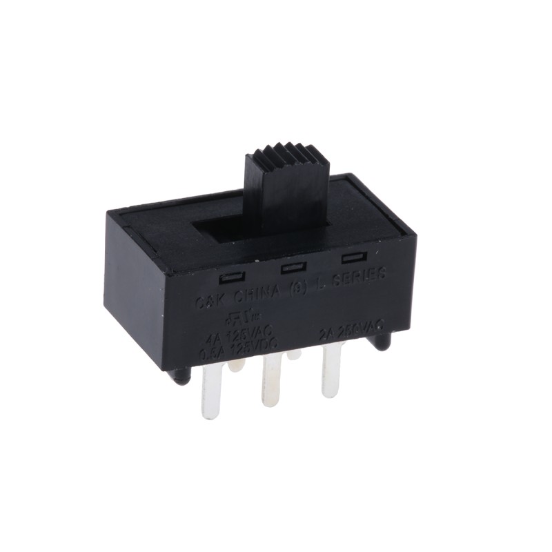 1 pcs - C & K Through Hole Slide Switch DPDT Maintained, Momentary 4 A @ 125 V ac Slide