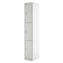 1 Kit - 3 Door Steel Grey Industrial Locker, 1800 mm x 300 mm x 450mm
