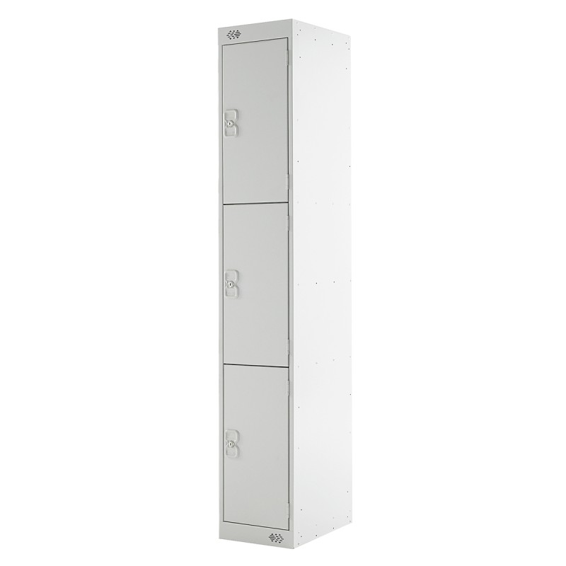 1 Kit - 3 Door Steel Grey Industrial Locker, 1800 mm x 300 mm x 450mm