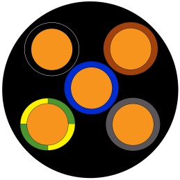 1 Reel of 50 M - RS PRO 5 Core Power Cable, 1.5 mm², 50m, Black PVC Sheath, NYY-J, 1 kV