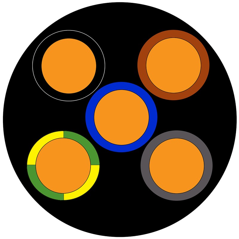 1 Reel of 50 M - RS PRO 5 Core Power Cable, 1.5 mm², 50m, Black PVC Sheath, NYY-J, 1 kV