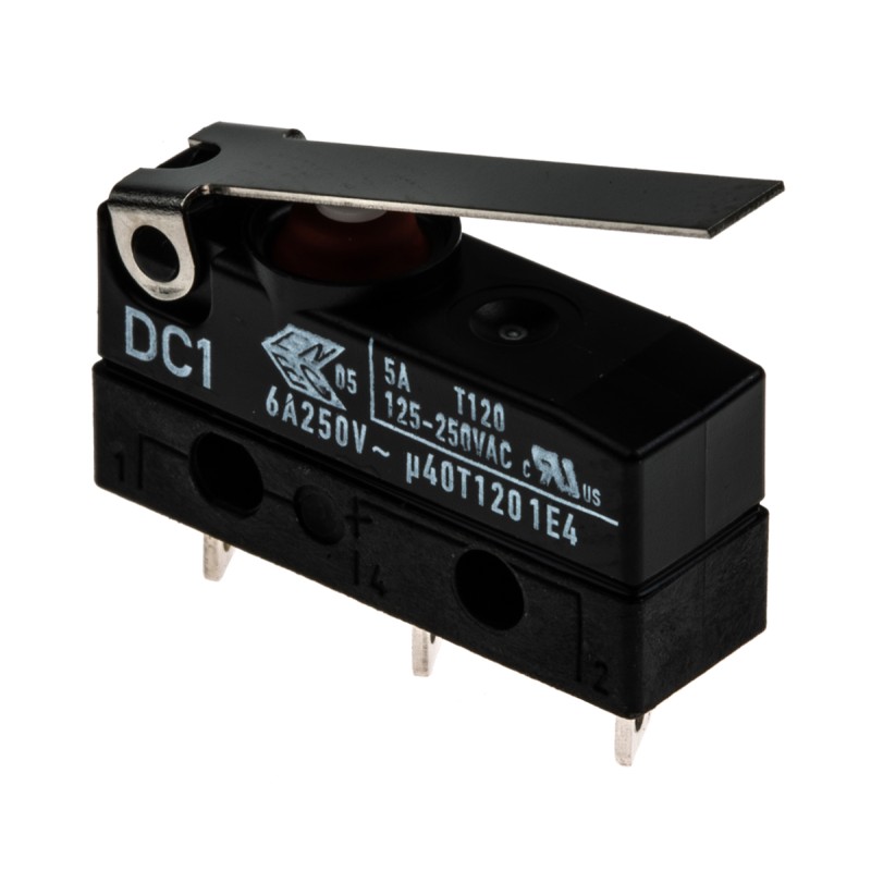 1 pcs - ZF Hinge Lever Micro Switch, Solder Terminal, 6 A @ 250 V ac, SPDT, IP6K7