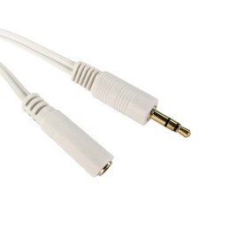 1 pcs - RS PRO Male 3.5mm Stereo Jack to Female 3.5mm Stereo Jack Aux Cable, White, 1.2m