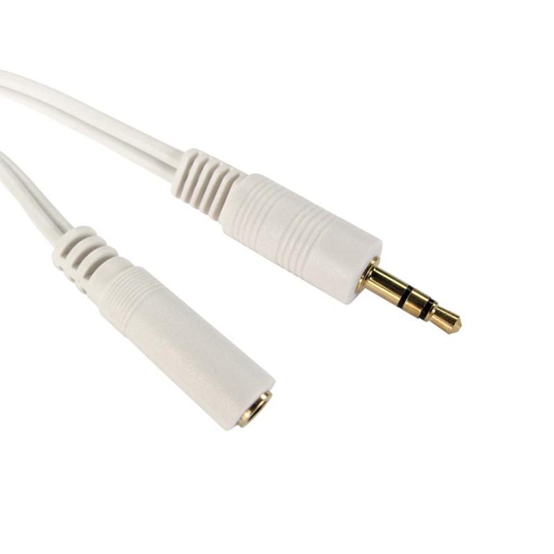 1 pcs - RS PRO Male 3.5mm Stereo Jack to Female 3.5mm Stereo Jack Aux Cable, White, 1.2m