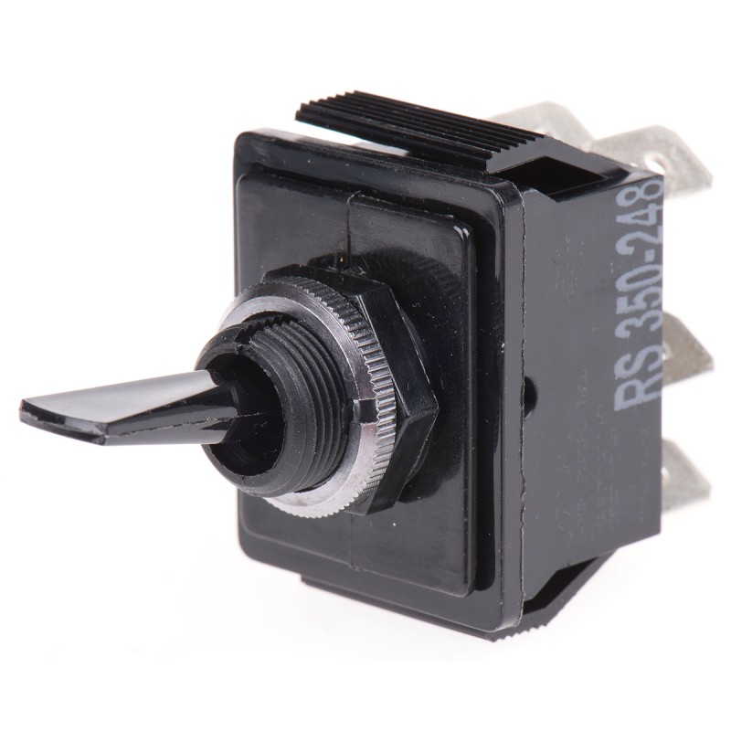 1 pcs - Arcolectric (Bulgin) Ltd Toggle Switch, Panel Mount, On-Off, DPDT, Tab Terminal