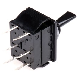 1 pcs - Arcolectric (Bulgin) Ltd Toggle Switch, Panel Mount, On-Off, DPDT, Tab Terminal