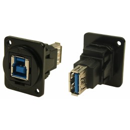 1 pcs - RS PRO Straight, Panel Mount, Socket to Socket Type B to A 3.0 IP40 Feedthrough USB Connector