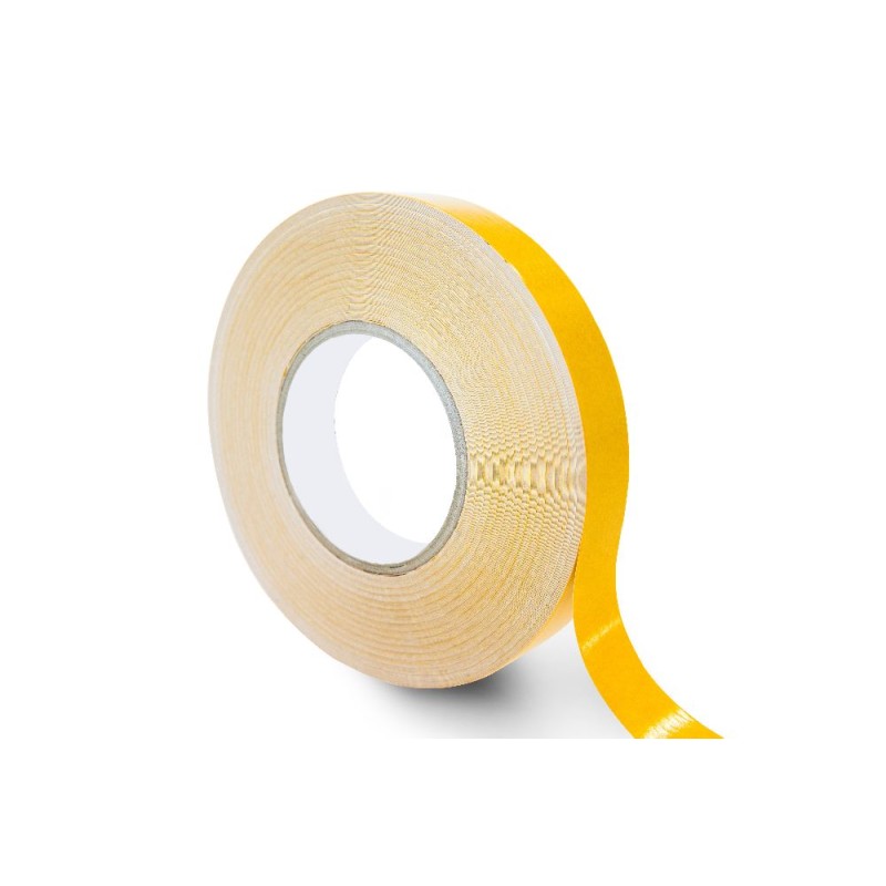 1 pcs - RS PRO F30 Yellow Double Sided Polyester Tape, 0.245mm Thick, PVC Backing, 12mm x 50m